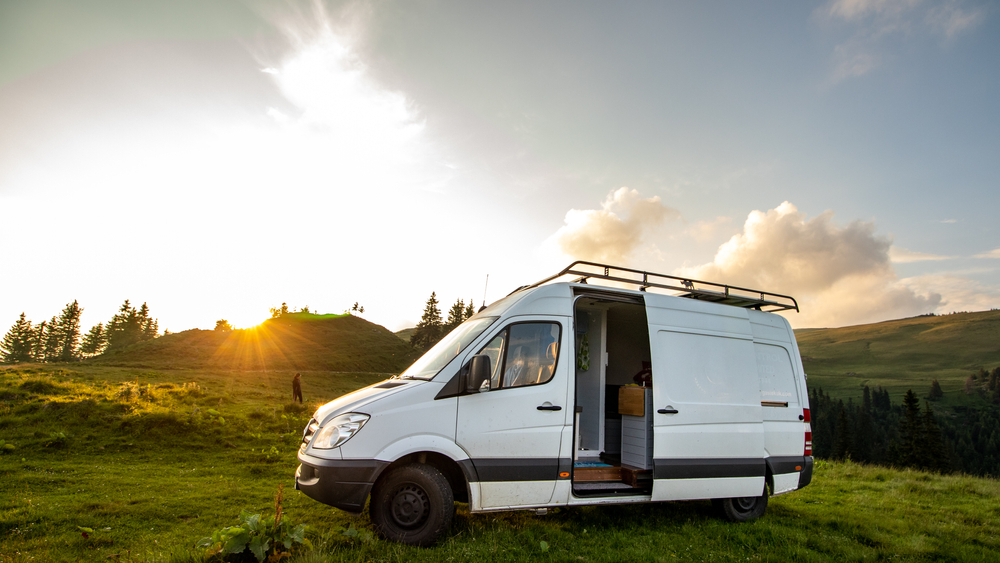 Affordable camper van on road trip