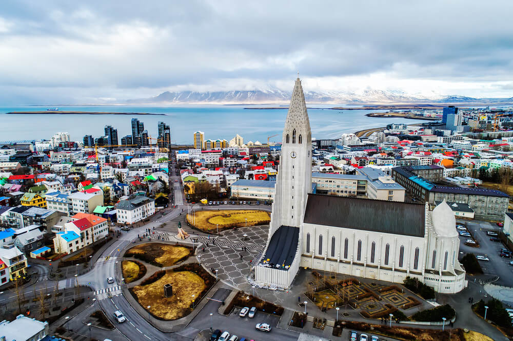 aerial view of Reykjavik city