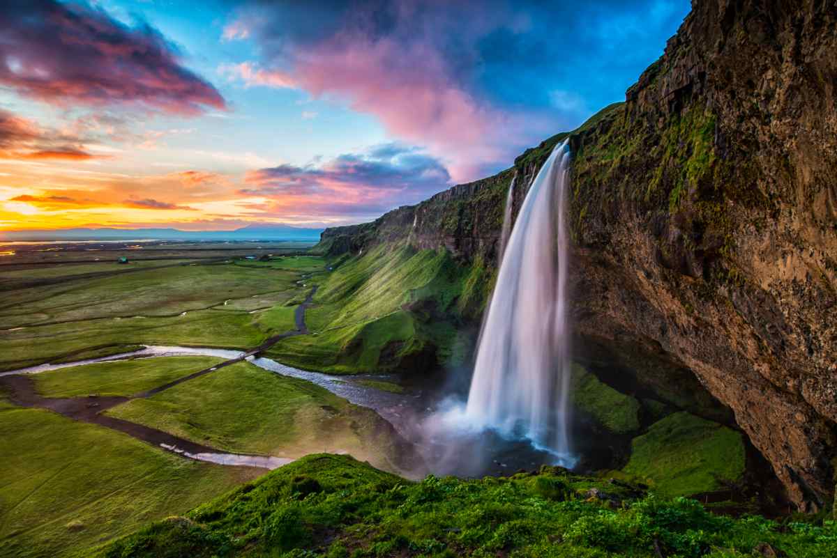 Famous waterfall in Iceland