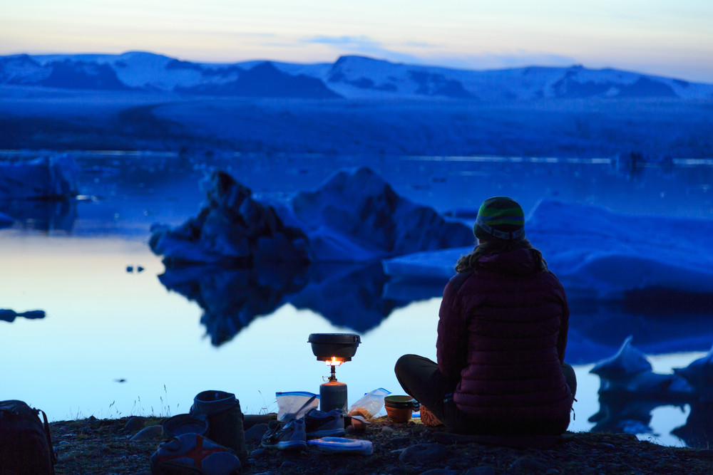 Skaftafell campsite is close to Jkulsrln glacier lagoon with female camper