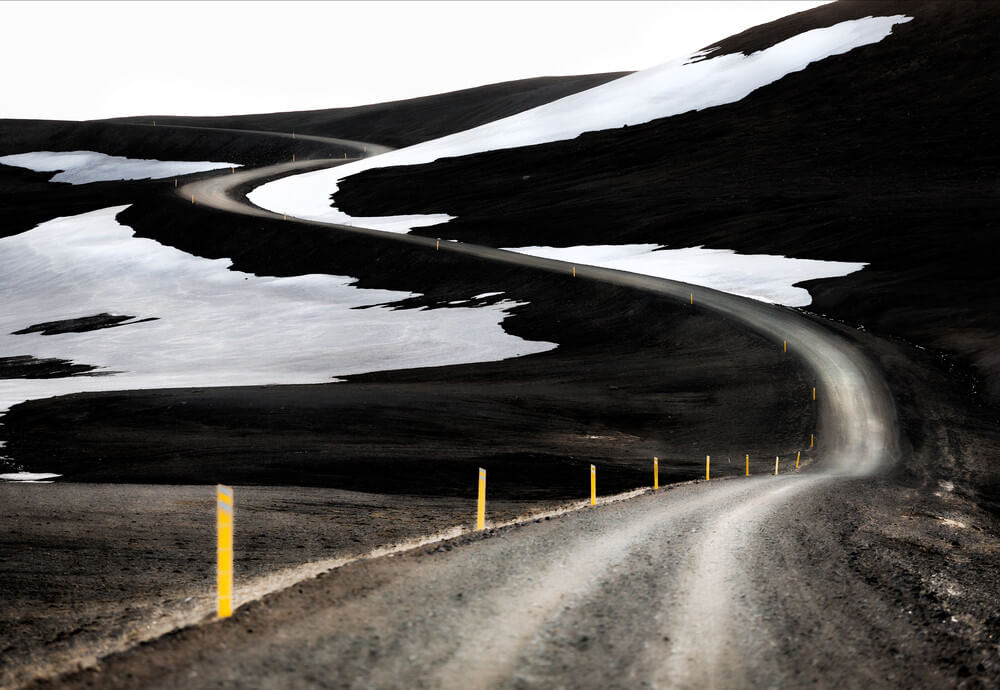 Snow tires in Iceland tracks