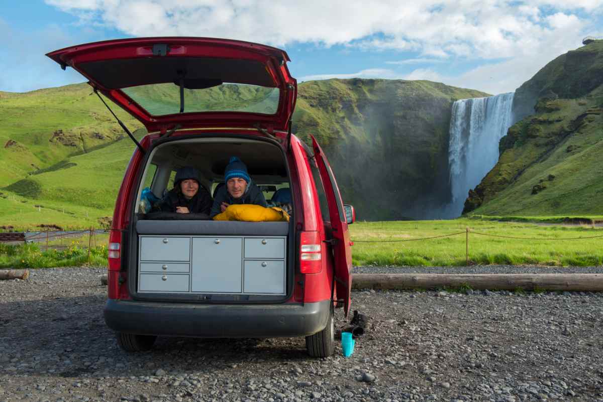 Camper driving in Iceland