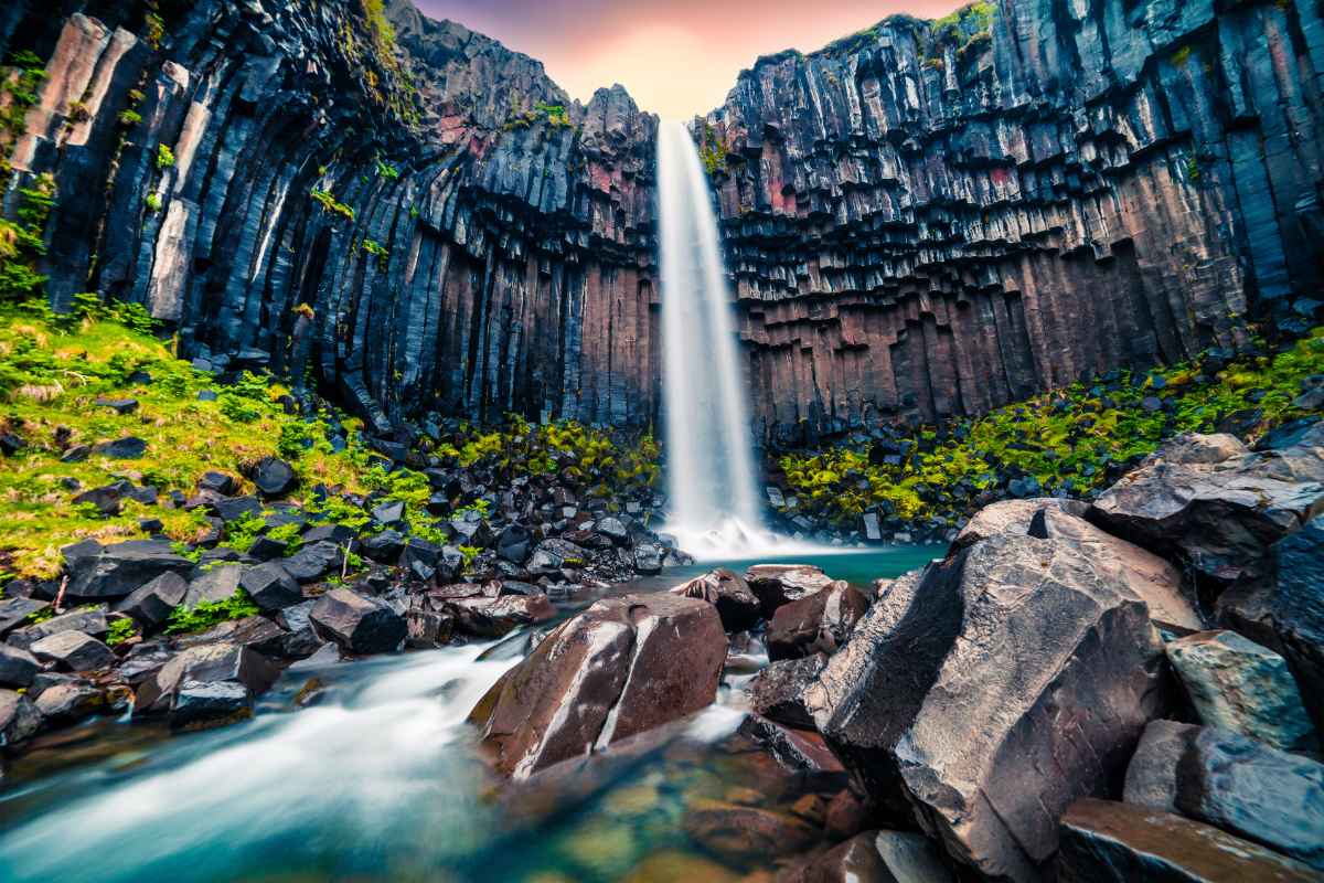 Close-up of Svartifoss Icelands black waterfall