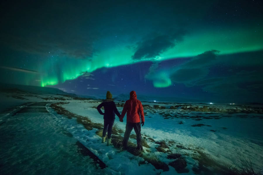 Northern Lights dancing in the Icelandic sky