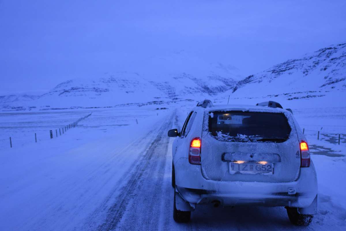 Driving in March in Iceland