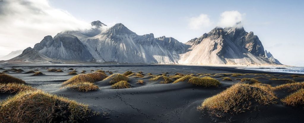 Stunning black sand beach in Iceland