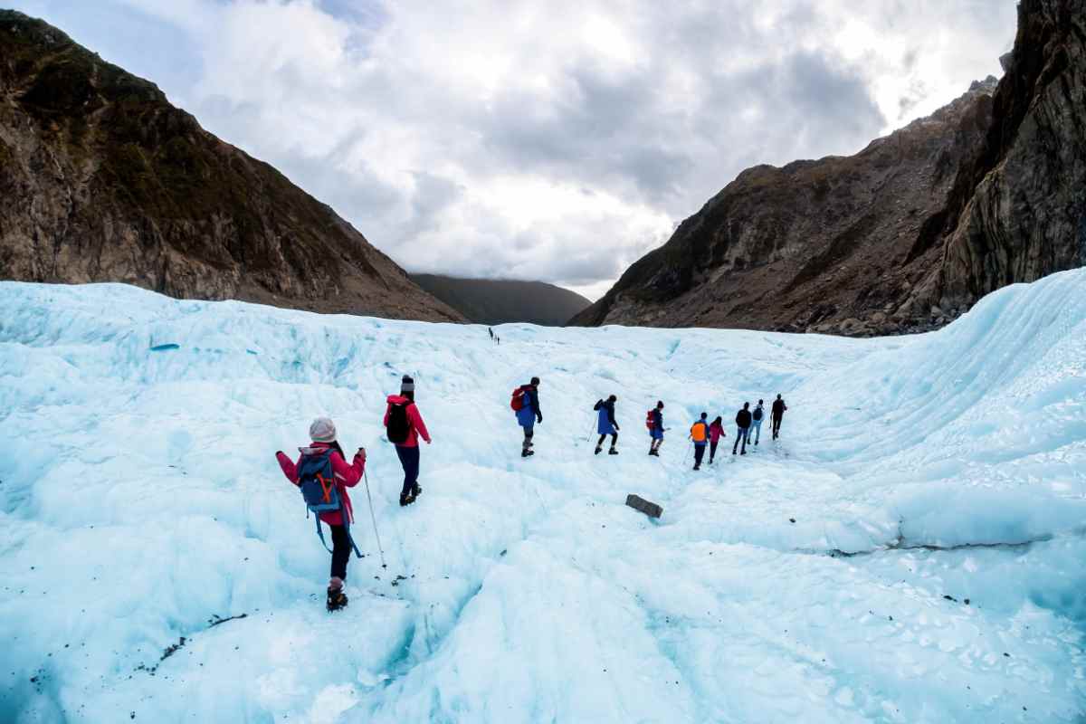 Glacier hiking in groups