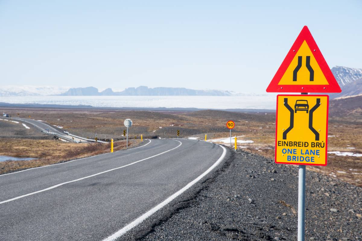 Bridge road sign Iceland