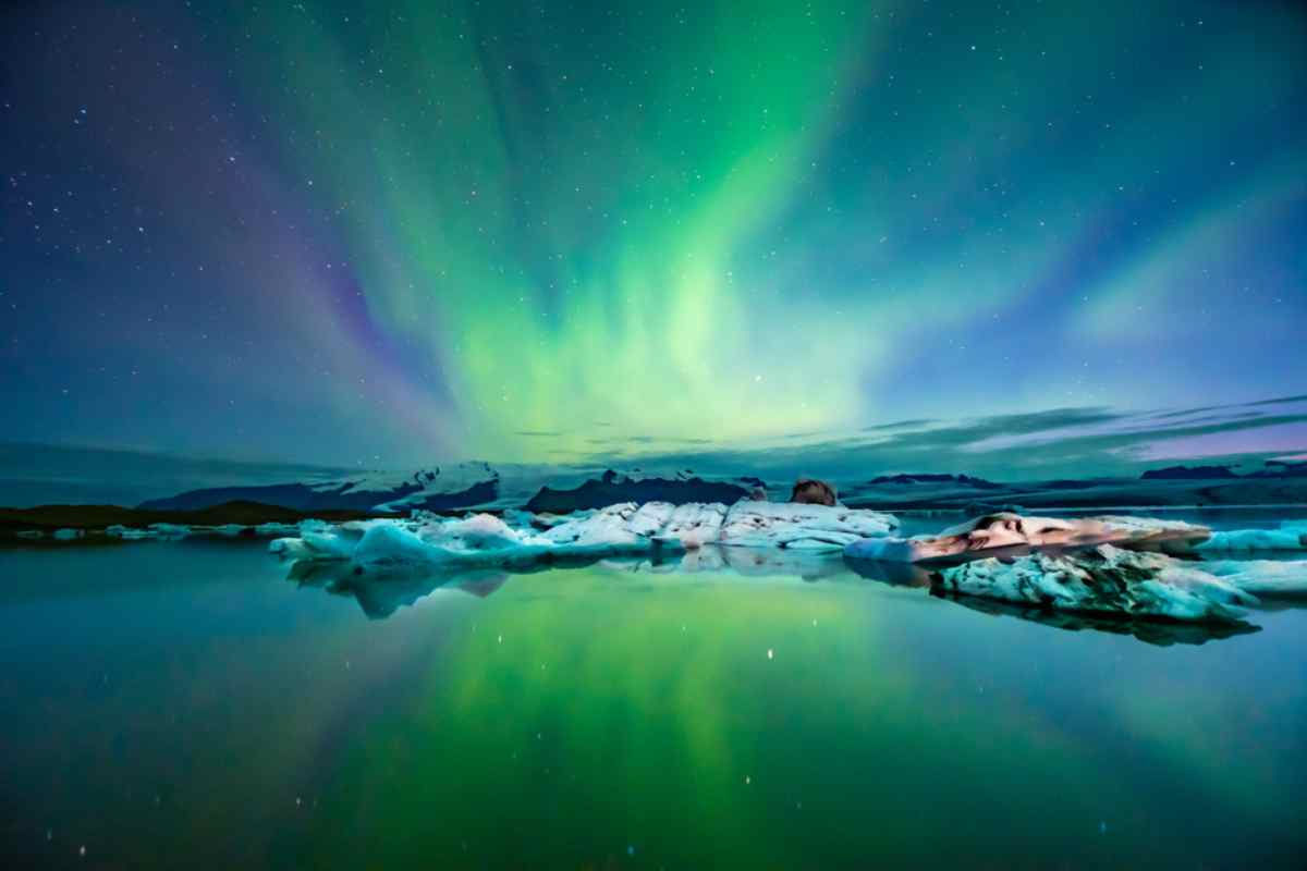 Real aurora borealis Iceland