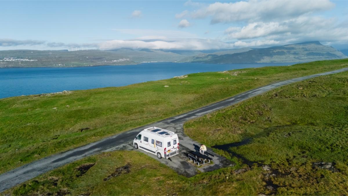 Camper parked in a simply camping and picnic area