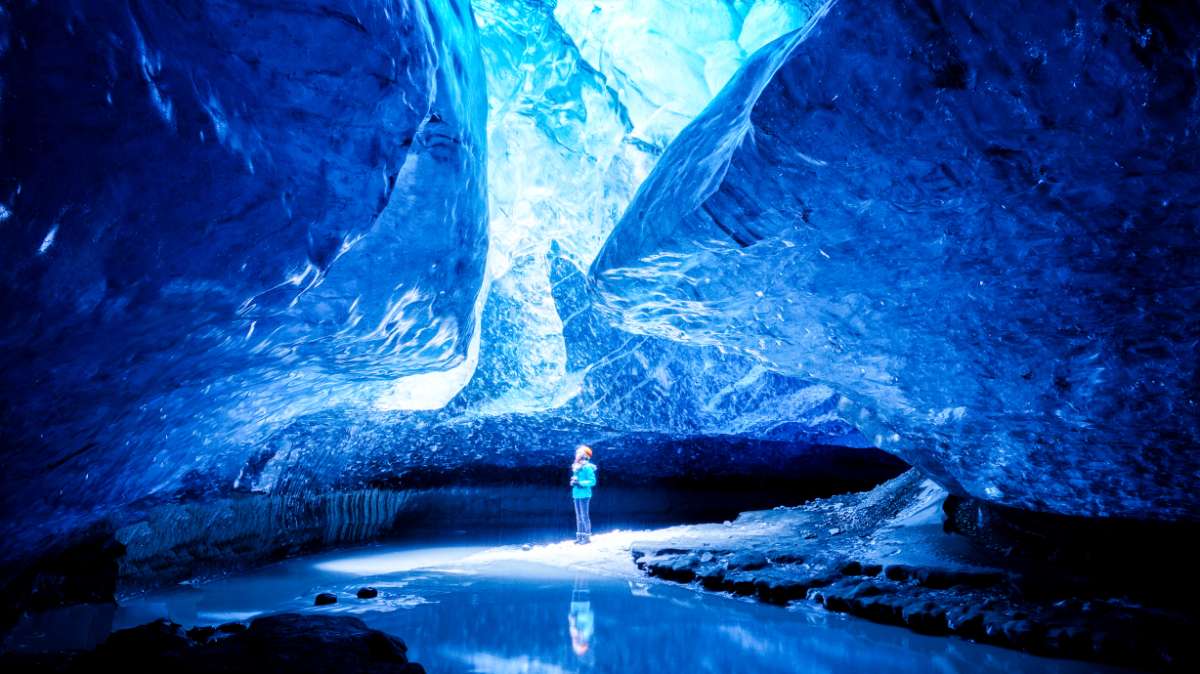 Ice cave in Iceland in winter