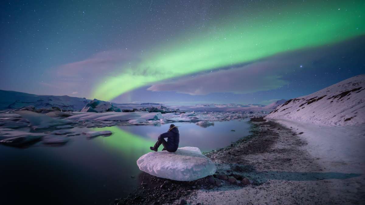 Northern lights in Iceland during winter