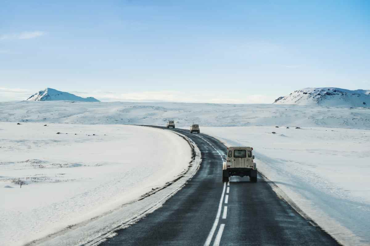 Self driving in Iceland during the winter