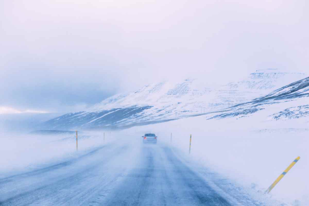 Iceland roads in winter