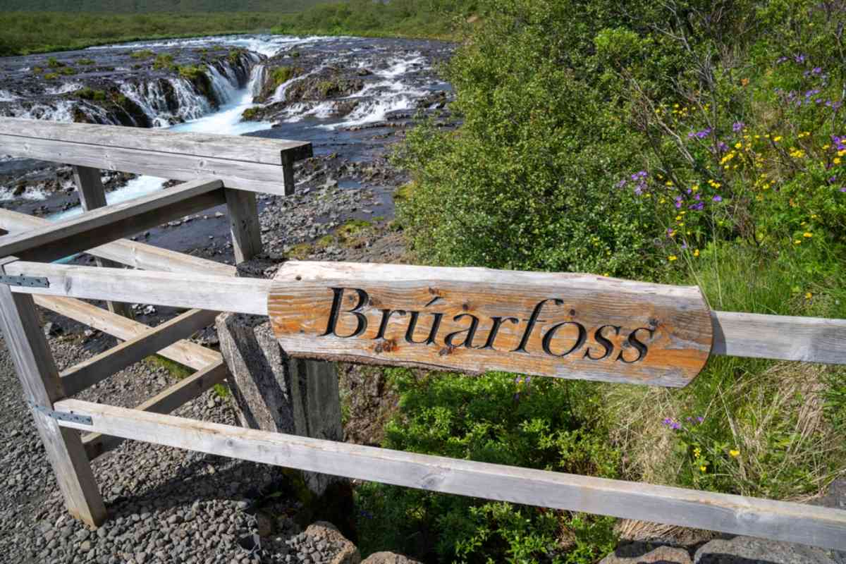 Bruarfoss wooden bridge