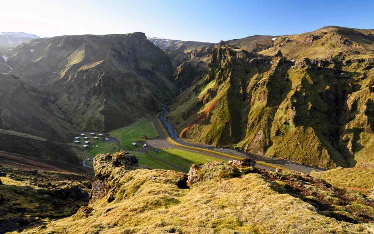 Panoramic views of the Campsite at Thakgil in Iceland