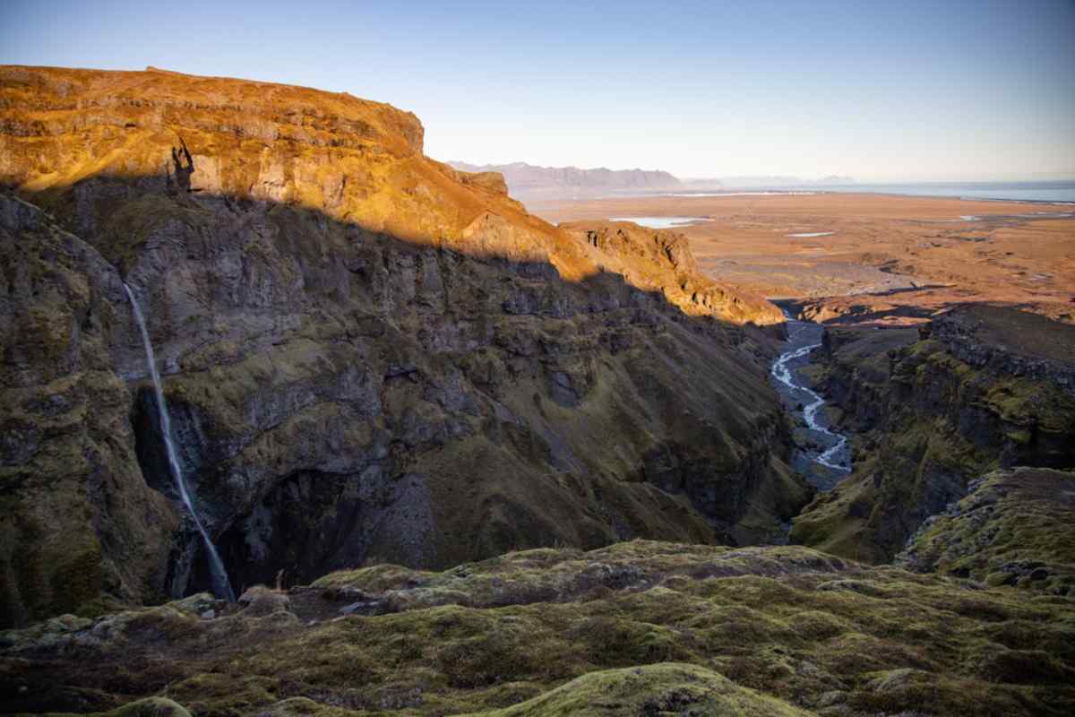 Sun shining on Múlagljúfur Canyon
