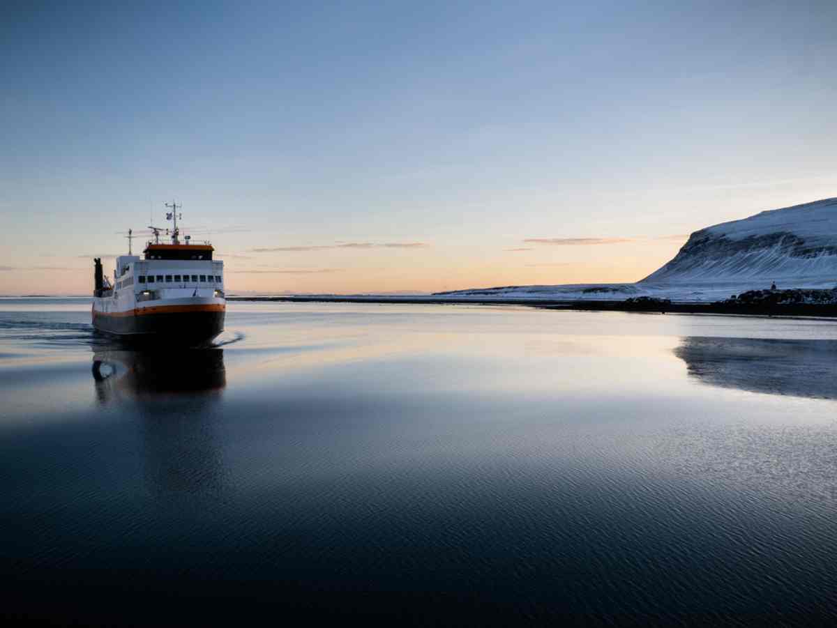 Iceland ferry entering the fjords