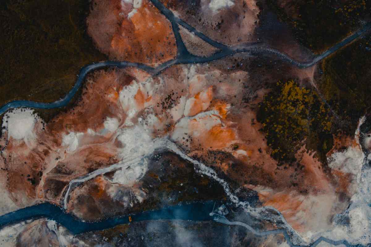 Aerial view of Seltún geothermal area