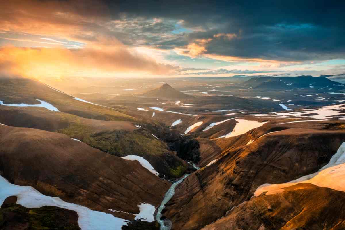 Sunset in the highlands of Iceland