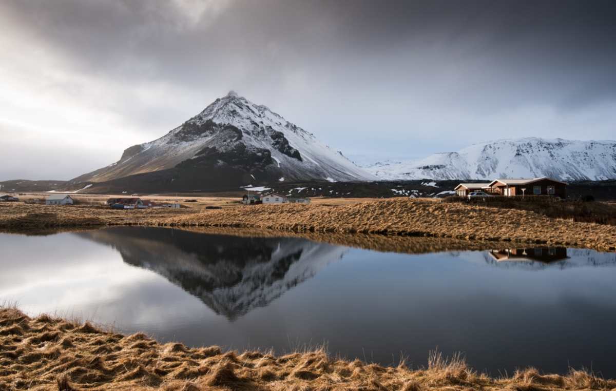 panoramic views of arnarstapi cliffs