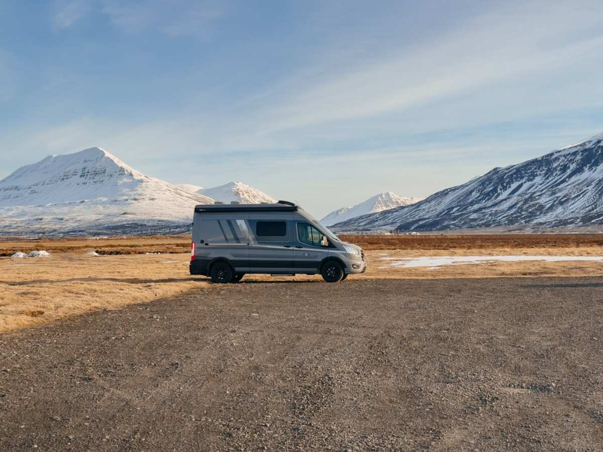 van parked by the Ring Road of Iceland