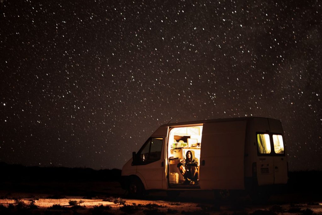 stargazing in Iceland from a campervan